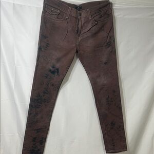 True Religion Men's Straight Jeans - Brown and Black Pattern